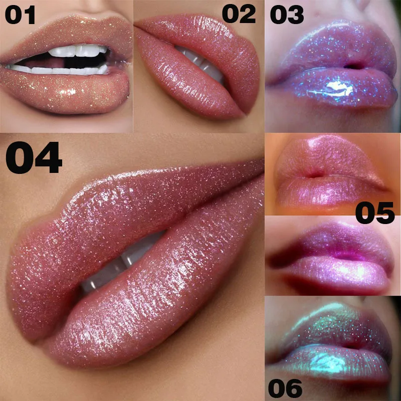 6 Color Polarized Lip Gloss Glaze Chameleon Bright Flash Pearlescent Bright Moisturizing Lipstick Liquid Glitter Lip Gloss TSLM1