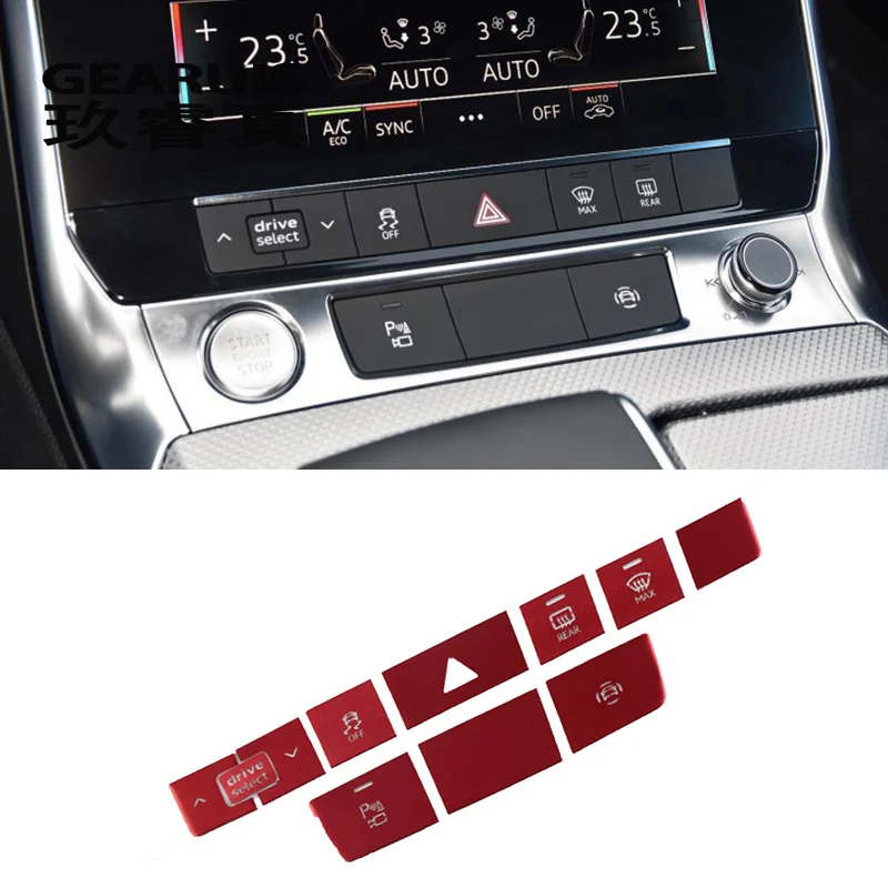 

Car styling Drive select OFF MAX REAR Control air conditioning buttons cover Sitckers For Audi A6 2019 Interior Auto Accessories