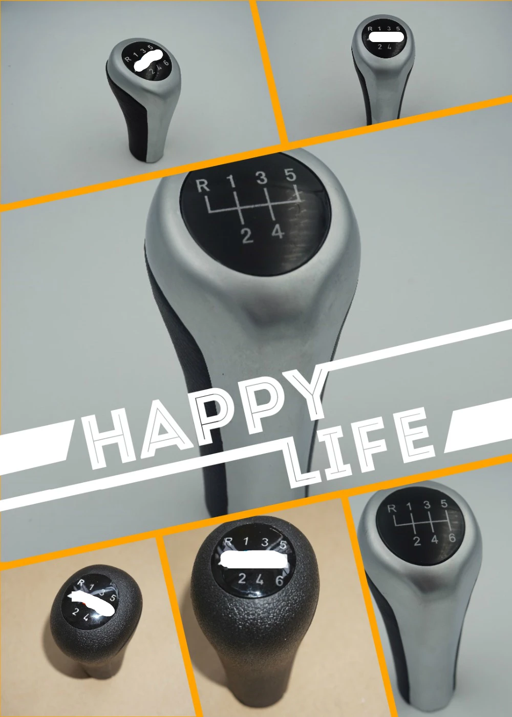 free shipping car shift gear knob with real leather covered 5 speed for