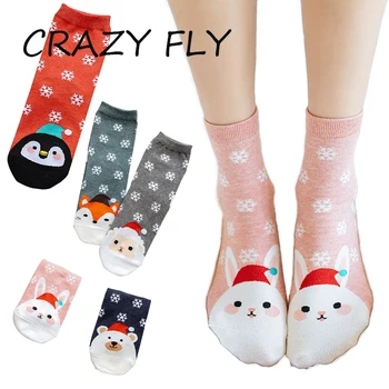 

CRAZY FLY Fashion New 2019 Christmas Series Cotton Socks Women Fun Socks Harajuku Casual Warm Happy Socks Christmas Gift snowman
