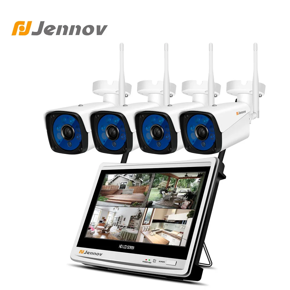 

Jennov 4CH 1080P 2MP 12Inch LCD Screen CCTV Video Surveillance Wifi Wireless Security Camera System WIFI P2P Outdoor IP Camera