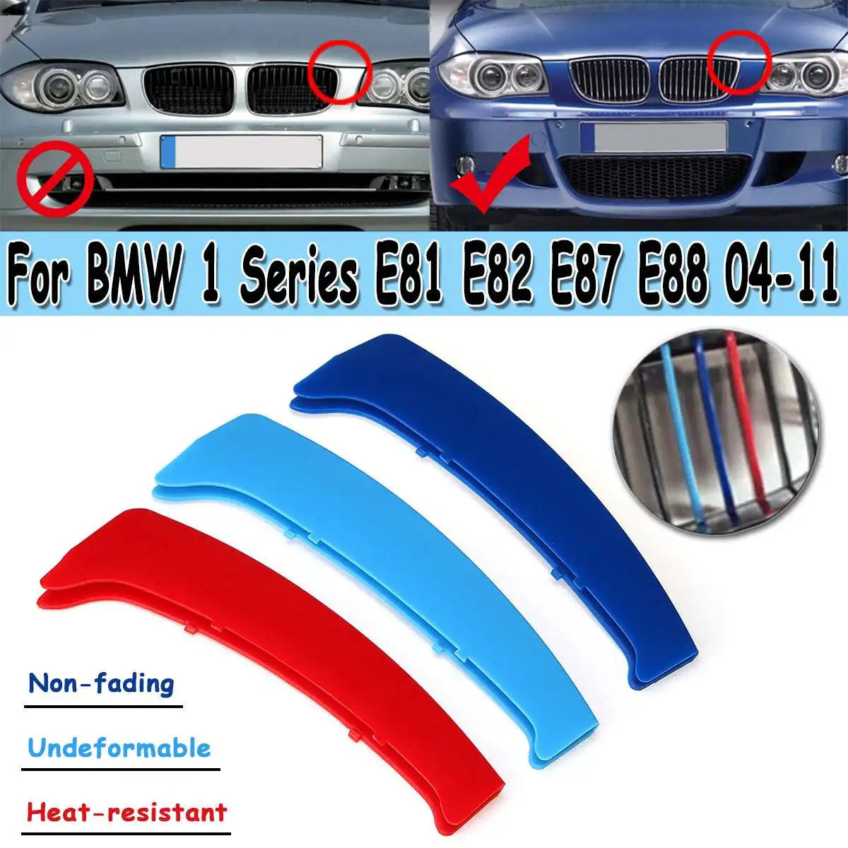 2 типа M Цвет Передняя решетка гриль крышка клип Накладка для BMW 1 серии E81 E82 E87 E88 2004-2011 отделка украшения полосы стикер - Название цвета: for Sharp Type