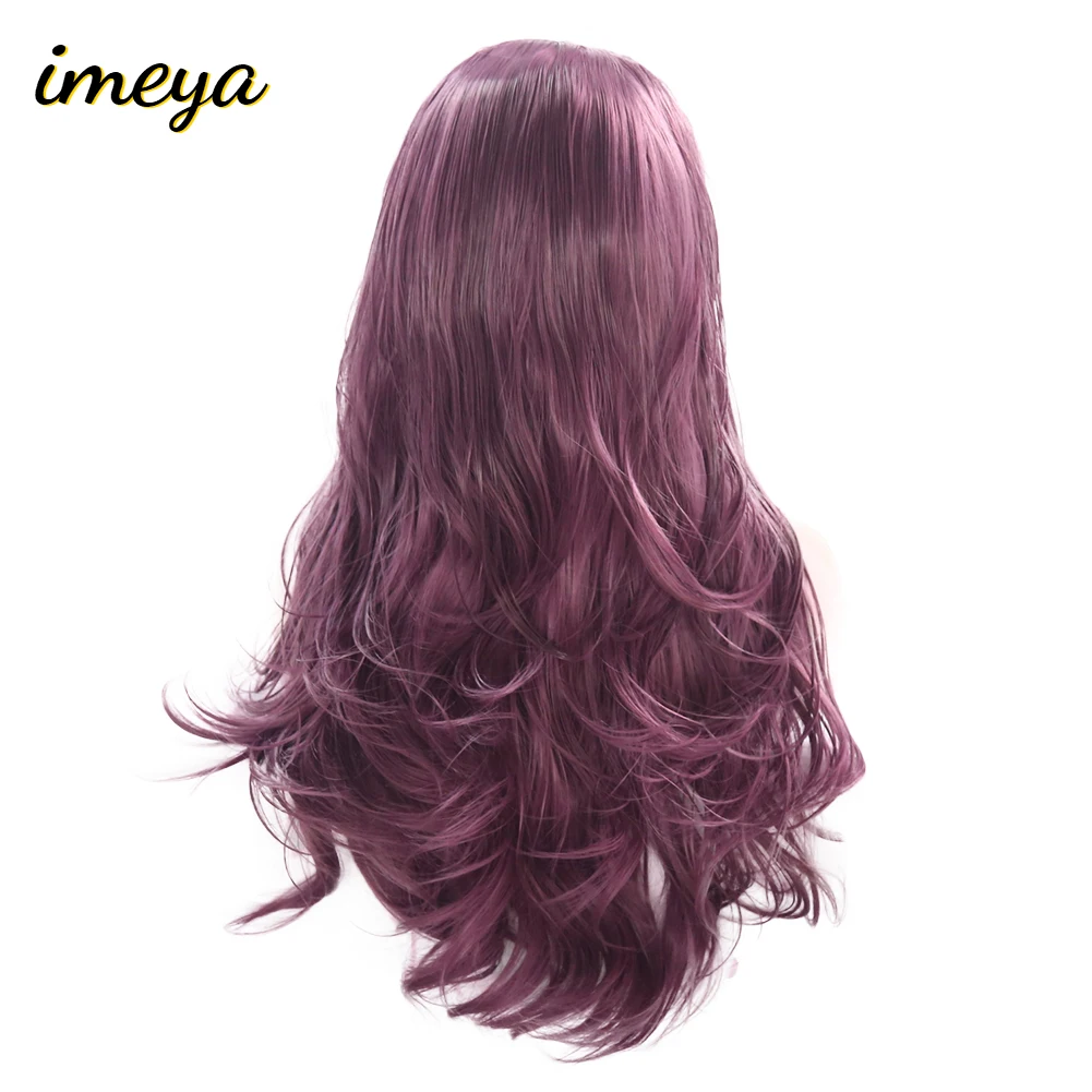 Imeya 24 ''модный розовый оранжевый фиолетовый кружевной передний парик длинные