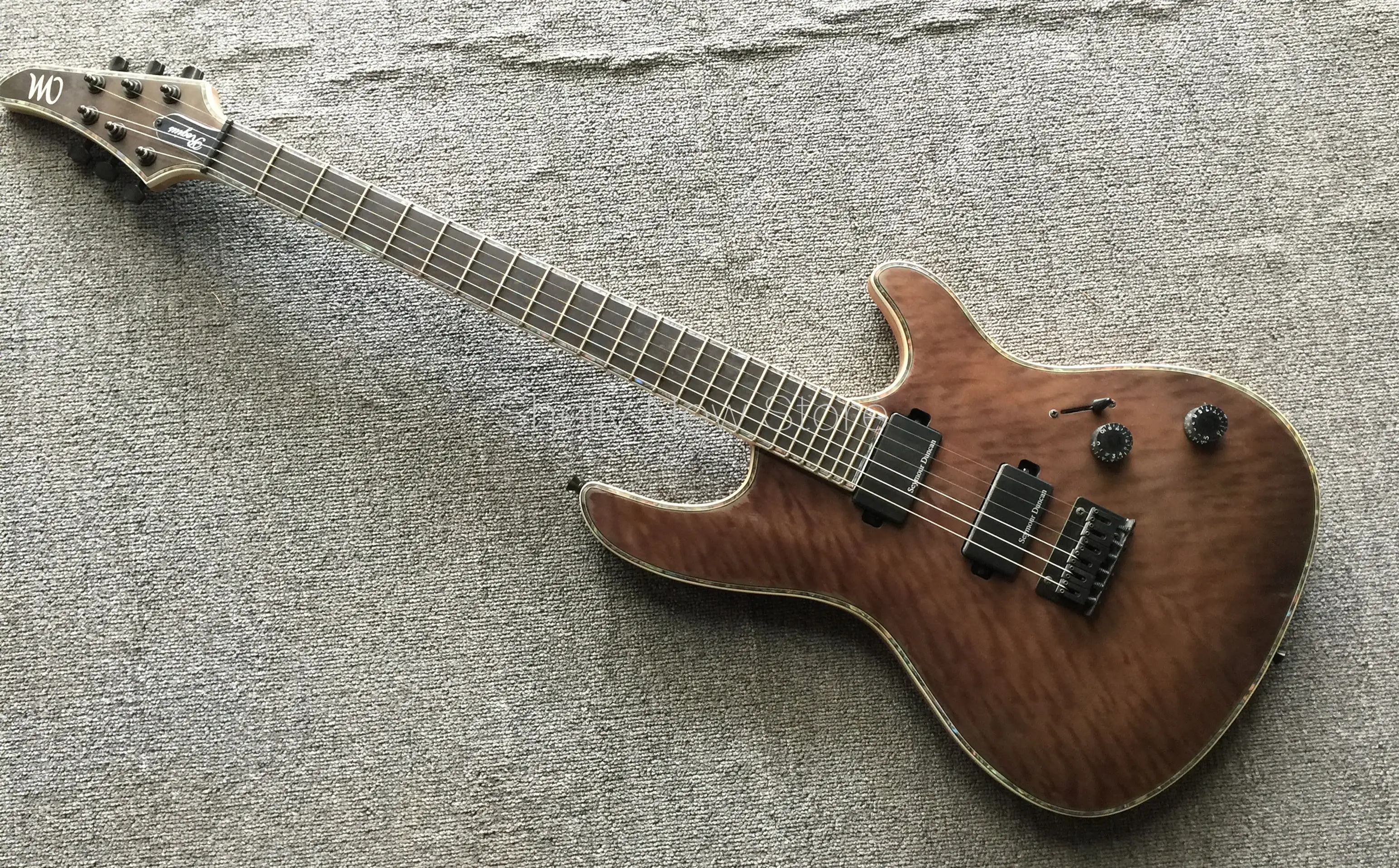 

Shelly new store factory custom brown ash body abalone binding neck through Mayones Regius ebony fingerboard electric guitar