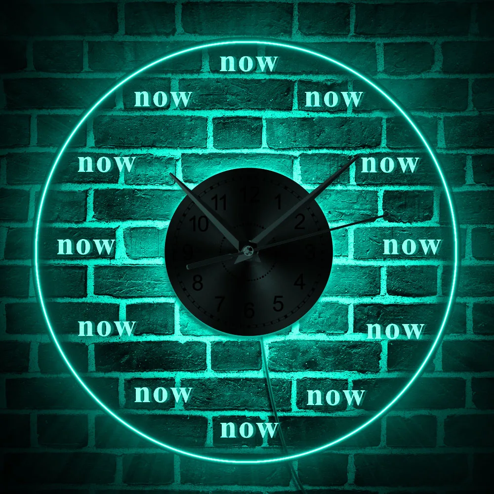 1Piece The Time Is Now Modern Wall Clock With Color Changing LED