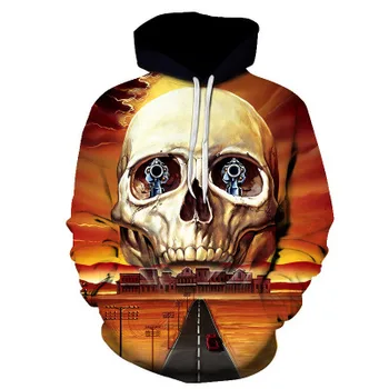 

2020 Harajuku New Fashion Skulls Hoodies Men/Women 3d Sweatshirts With Hat Print Poker Diamonds A Skull Hooded Hoodies Hoody