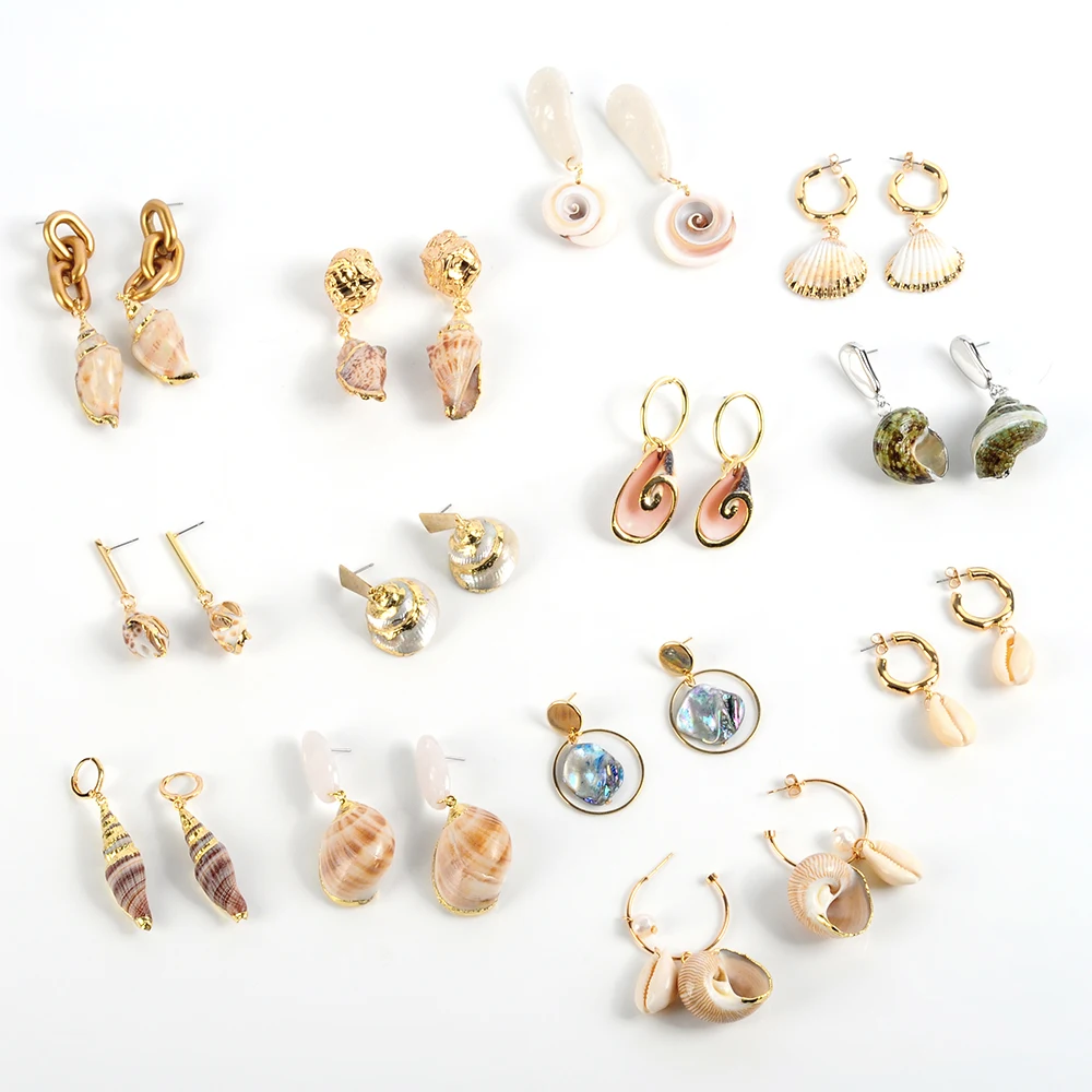 

Elegant Real Sea Shell Conch Earrings for Women Beach Jewelry Female Party Statement Drop Dangle Earrings Gift Boho 2019 Brincos