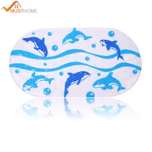 39 см x 69 см мультфильм Противоскользящий ПВХ коврик для ванной безопасности коврик с присосками душ подушка для пола ковер Дельфин 28x15"