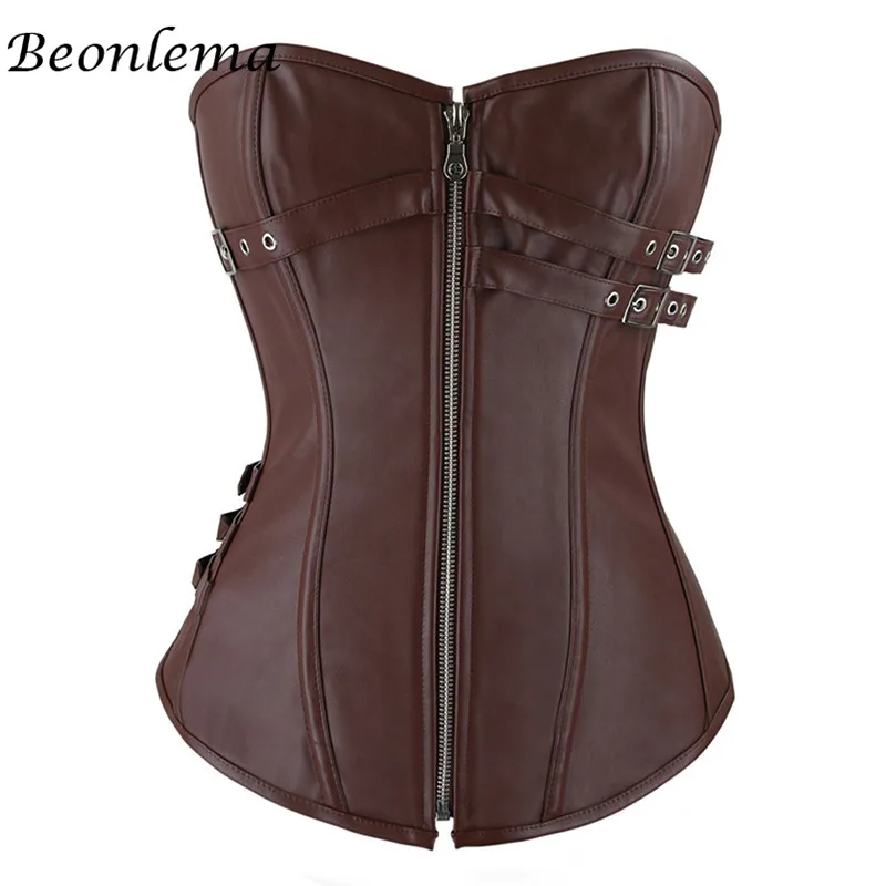 Steampunk Corset Gothic Clothing Sexy Faux Leather Corsets And Bustiers