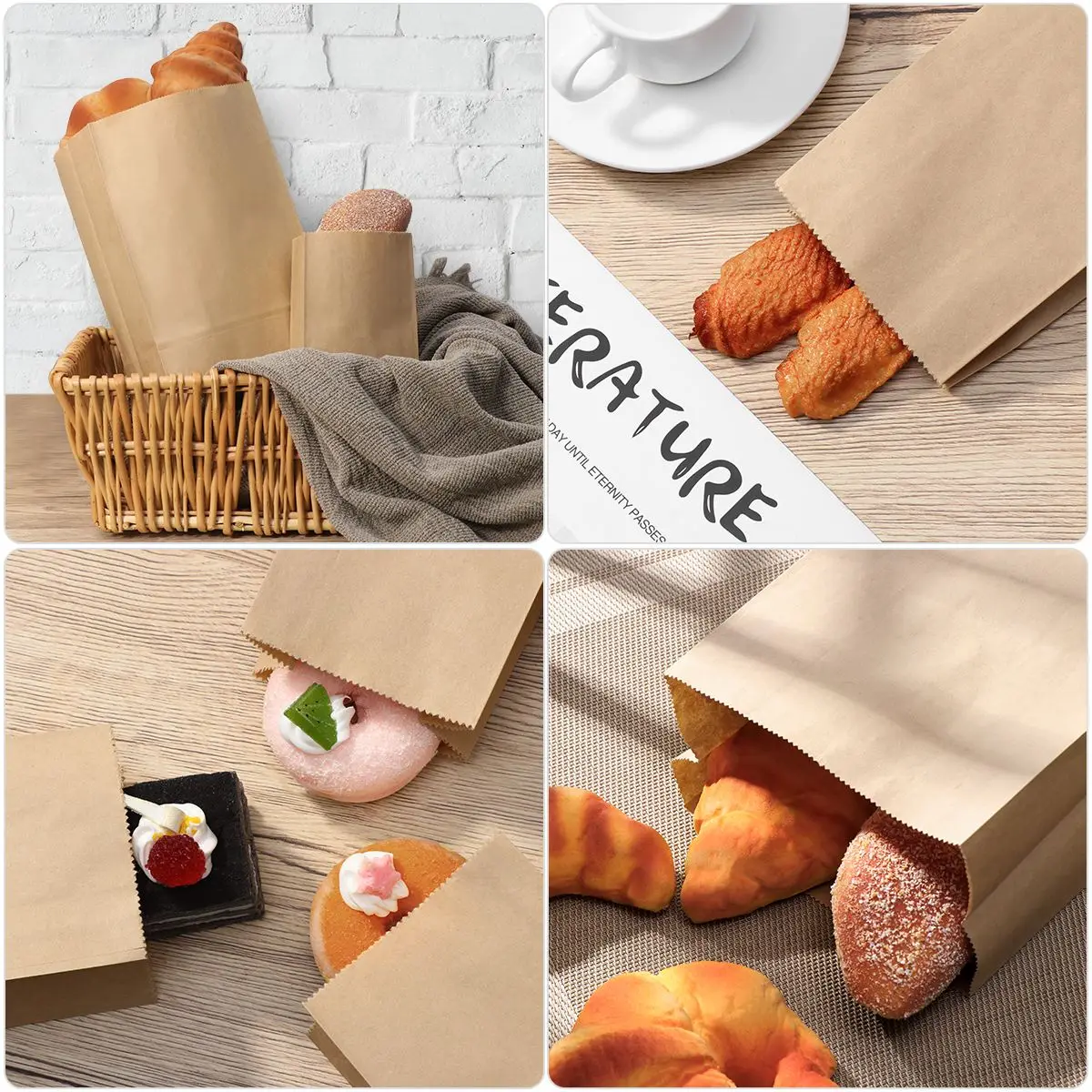 

TOYMYTOY 100PCS Practical Kraft Paper Bags With 100PCS Stickers Party Candy Snacks Bags For Wedding Birthday Party Supplies