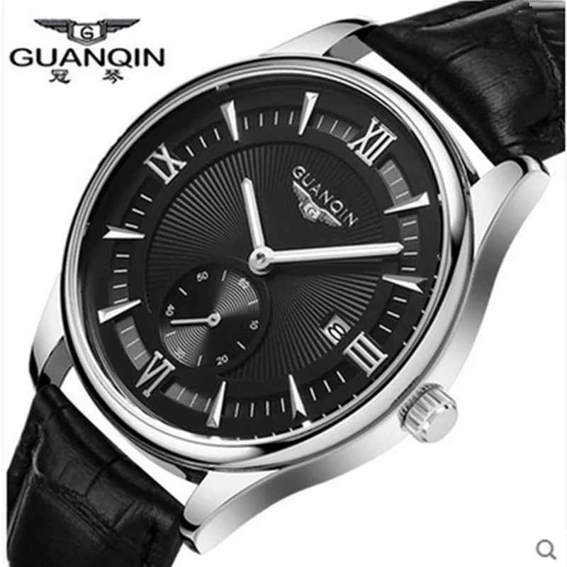 Бренд GUANQIN мужские часы с тремя контактами модные повседневные водонепроницаемые мужские дизайнерские кварцевые часы мужские золотые наручные часы Relogio Masculino