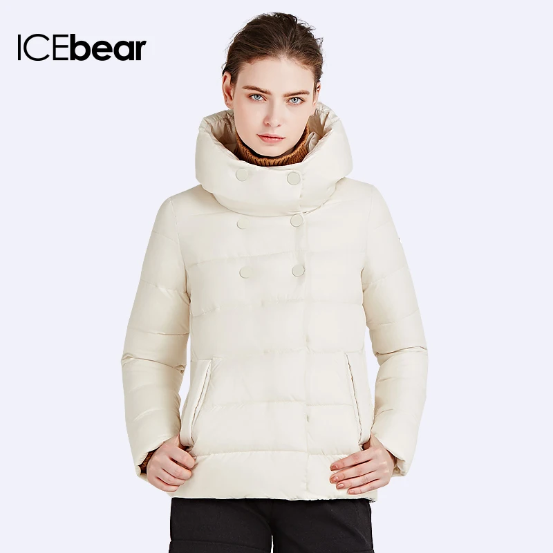 ICEbear 2017 Slim Short Coat Bio Down Jacket Winter Double Breasted Women's Cotton Parka Inside Have Pocket 16G6117D ICEbear 2017 Slim Short Coat Bio Down Jacket Winter Double Breasted Women's Cotton Parka Inside Have Pocket 16G6117D