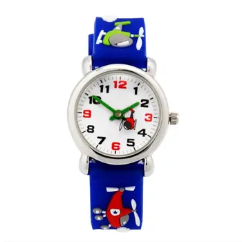 

High quality waterproof retail hot sale 3D cartoon plane kids Christmas birthday gifts alloy watch quartz leather wristwatch