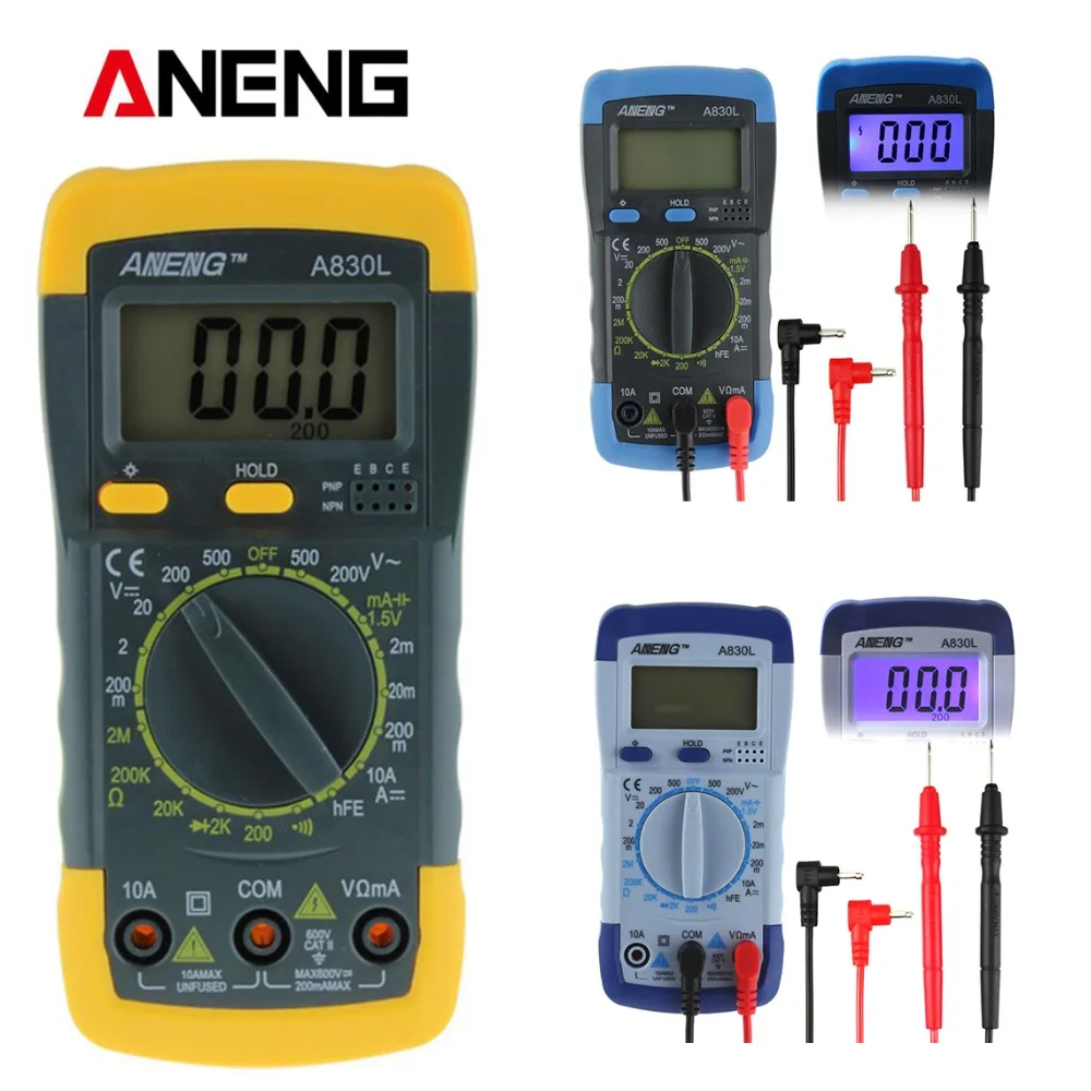

A830L Digital Multimeter DC/AC Ammeter Voltmeter Diode Freguency Tester Meter LCD Electric Handheld Digital Ammeter Multitester