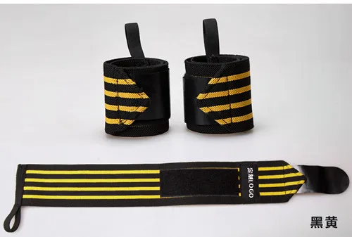 Гимнастические обертывания для рук ремешок для тяжелой атлетики наручные обертывания перчатки для кроссфита гантели Powerlifting поддержка запястья спортивный браслет - Цвет: Black-Yellow