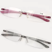 Специальная цена, женские очки для чтения, мужские алюминиевые металлические очки без оправы для чтения, прозрачные зеркальные очки для мужчин, бескаркасные очки для чтения