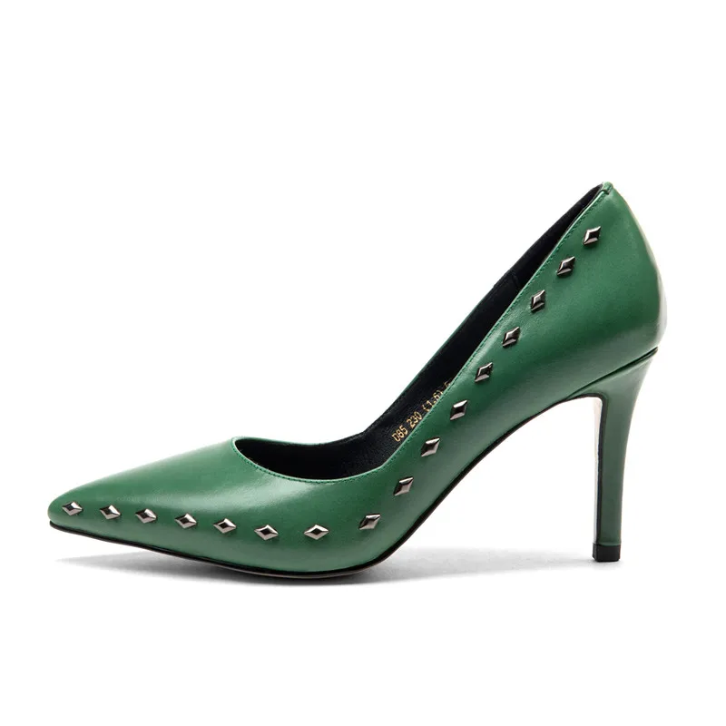 Moda Green on Clásicos Cómoda Mujer black Altos Thin red Slip Con Cm Tacones Stylesowner Bombas Zapatos Llegada 8 Nueva Remache Heels w6OqxACU