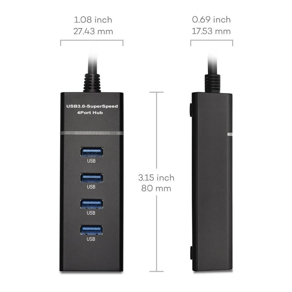 Usb-хаб с 4 портами, Высокоскоростной USB 3,0 концентратор, адаптер-удлинитель, портативный usb-разветвитель для ноутбука, ноутбука