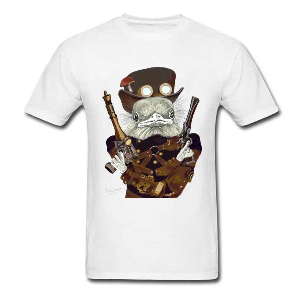 Cool T Shirts Brand New O Neck Funny 100% Cotton Fabric Men T Shirt Custom Short Sleeve Tops Shirt Top Quality Wild West Bird Ranger with Mushroom Hat white