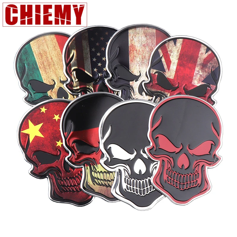 #*Cheap Car styling Aluminum Germany Italy UK France USA National Flag Punisher skull Emblem Badge Car sticker Auto accessories Decal