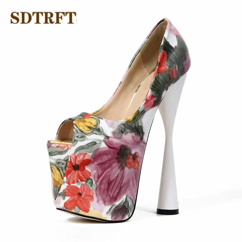

SDTRFT Sandals zapatos mujer Retro Open Toe Stilettos 19cm Thick High-Heeled party shoes woman crossdresser platforms pumps