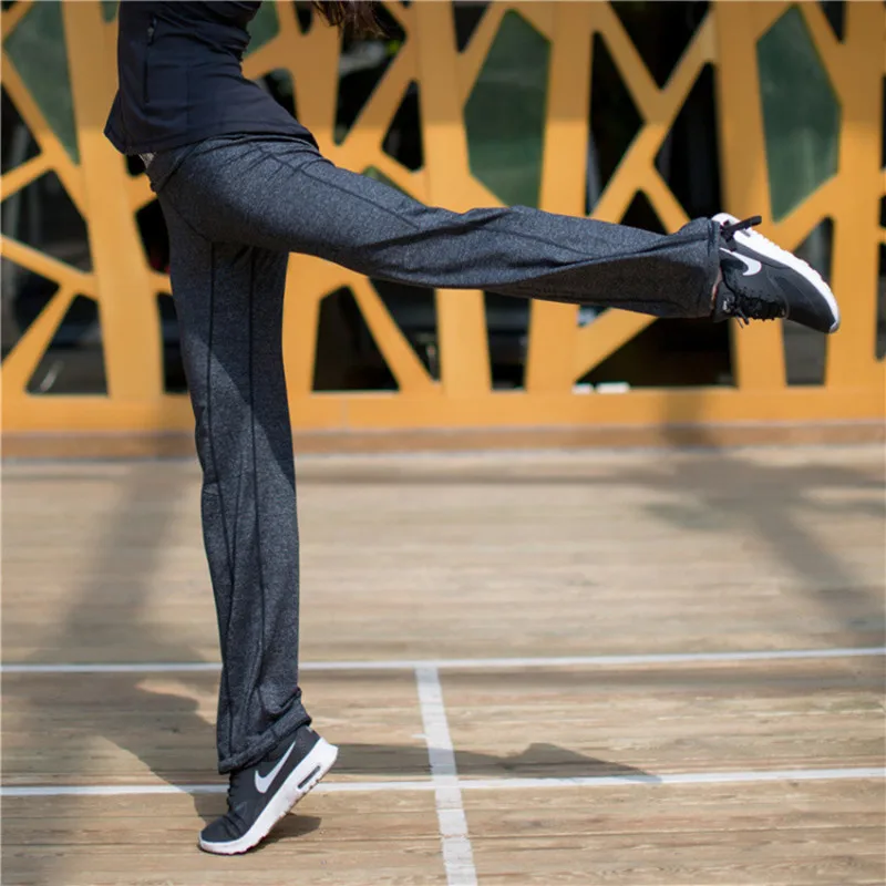 

Outdoor Sport Fitness Leggings Loose Women Pants Black And White Letters High Quality Sports Pants Gym Sport Wide-Legged Pants