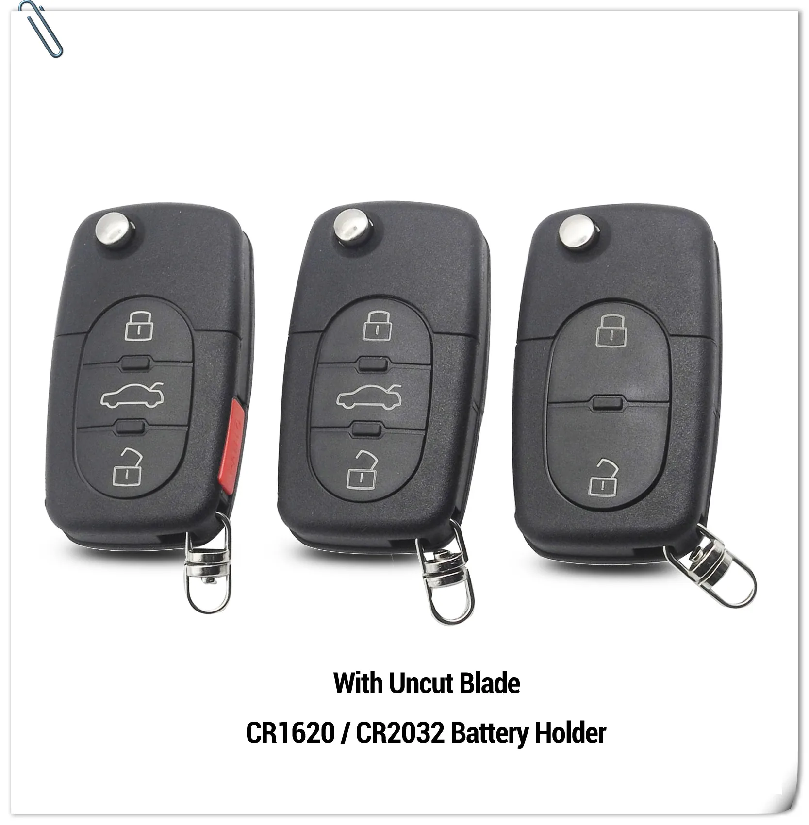 Keyforkess sostituisci pulsanti 2/3/4 Flip Car Key Case Shell Fob per Audi TT A2 A3 A4 A6 A8 TT Quattro lama CR1620/CR2032 supporto -