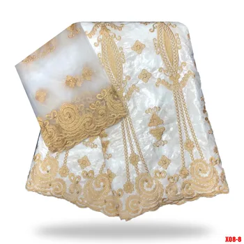 

2018 Design Material White patchwork bazin riche getzner Wave pattern Guinea Brocade with beads for party b180814/1
