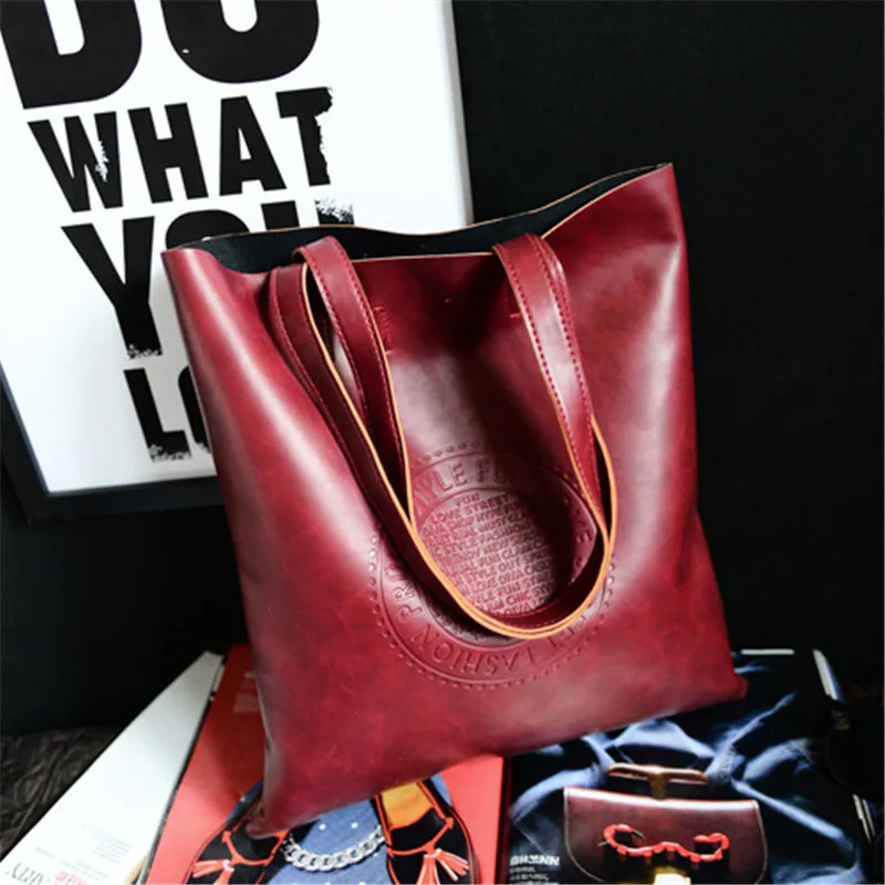 

2018 New Women Handbag Leather Shoulder Bag Lady Single Shopping Bags Large Capacity Casual Tote Bolsa 2G0029