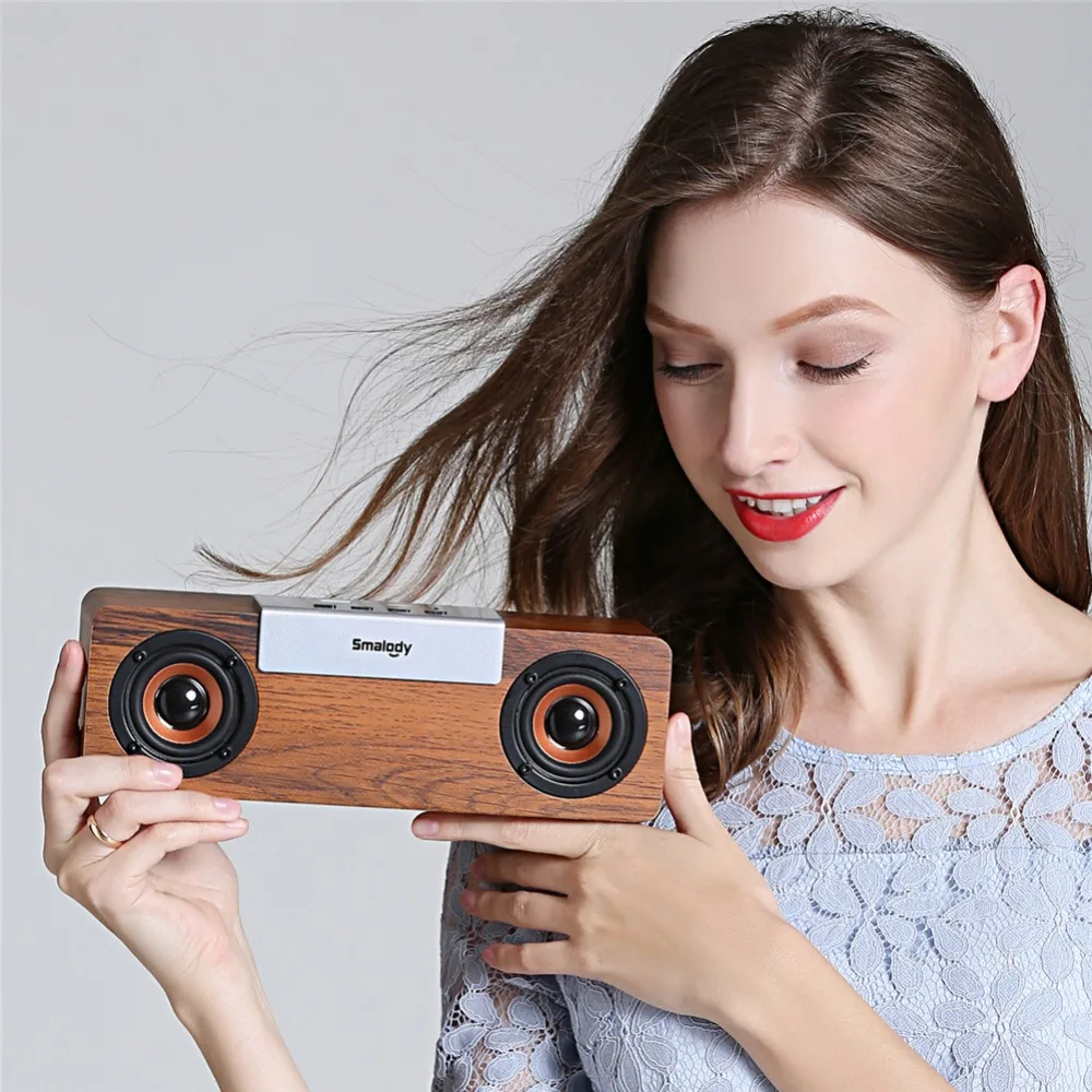 

2019 New Mini Retro Wooden Wireless Bluetooth Speaker Dual Loudspeaker Sound System Portable Speaker Music Player with FM Radio