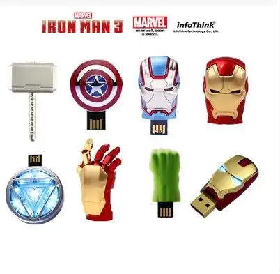 USB 2,0 Marvel Мстители 8 ГБ 16 ГБ 32 ГБ 64 Гб 128 ГБ флеш-накопитель Железный человек Америка Капитан Молот Халк флеш-карта памяти