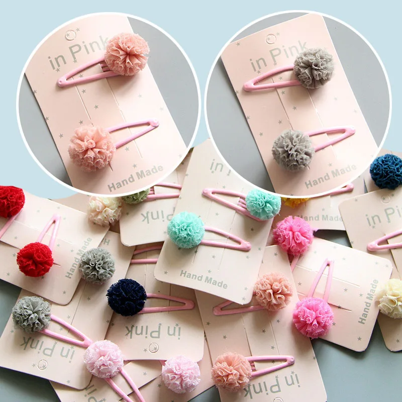 

2Pc/Set Cute Lace Pom Pom Baby Hair Clips Cute Kids Baby Girl Hairpin Haarspeldjes Barettes Fille Enfant Baby Hair Accessories