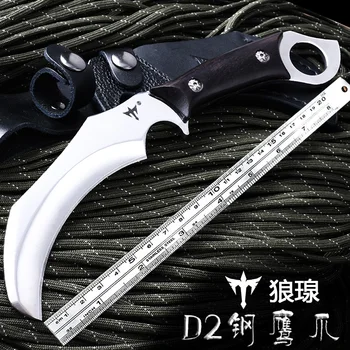 

Voltron Volton karambit Camping survival sharp knife outdoor portable self-defense knife wood Handlel claw knife