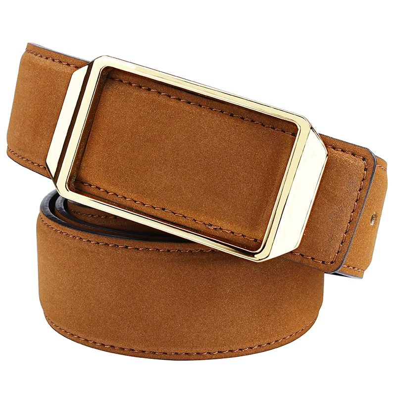 

2 Colors Casual Style Genuine Mens Leather Belts Fashion Matte Male Strap Belt with Gun Plated Buckle Free Shipping