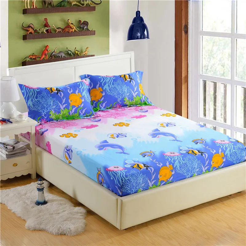  LAGMTA 1 pc 100% Polyester Sheet Mattress Cover Bed Sheet Printing Fitted Sheet Four Corners With E