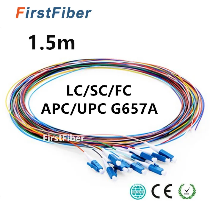 

Fiber Pigtail 12 Colors 1.5m SC/LC/FC/APC/UPC fiber Pigtail cable G657A 12 Cores 12 Fibers Simplex Single Mode 0.9mm