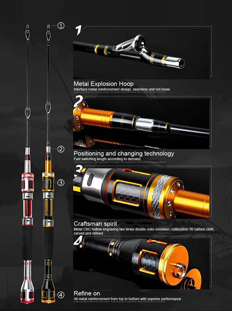 Spinpoler Ultra-Sensitive Raft Fishing Rod 3 Tips - Resin Tip; SemiFull Titanium Alloy Tip 110-130cm, 130-150cm River Raft Pole  (1)