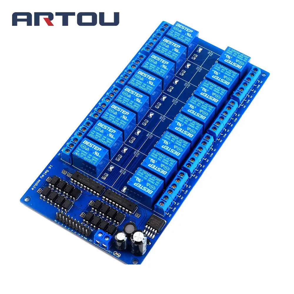 

1PCS 16-Channel 5V Relay Shield Module with optocoupler LM2596 Power supply