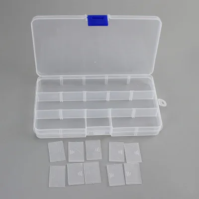 PP Plastic 15 Detachable Transparent Storage Box Jewelry Finish Jewelry Box Component Tool Fishing Tackle Storage Box