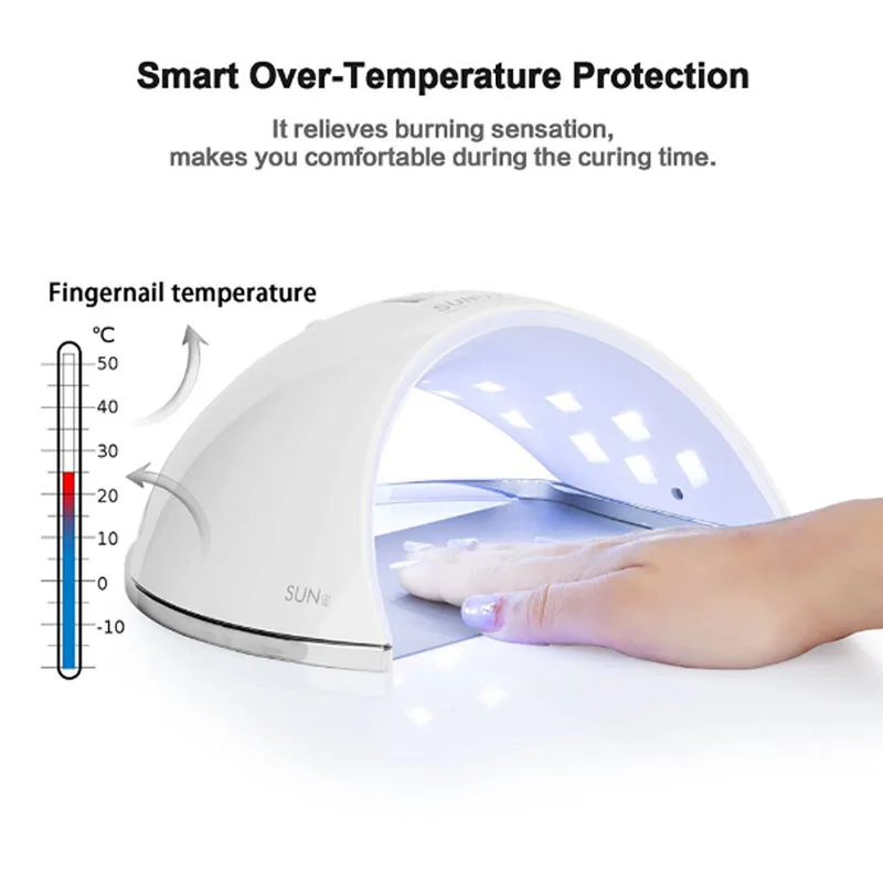

SUN UV SUN6 Smart Lamp Nail LED UV Lamp Dryer Metal Bottom LCD Timer Multicolors for Curing UV Gel Polish Nail Art Tools White