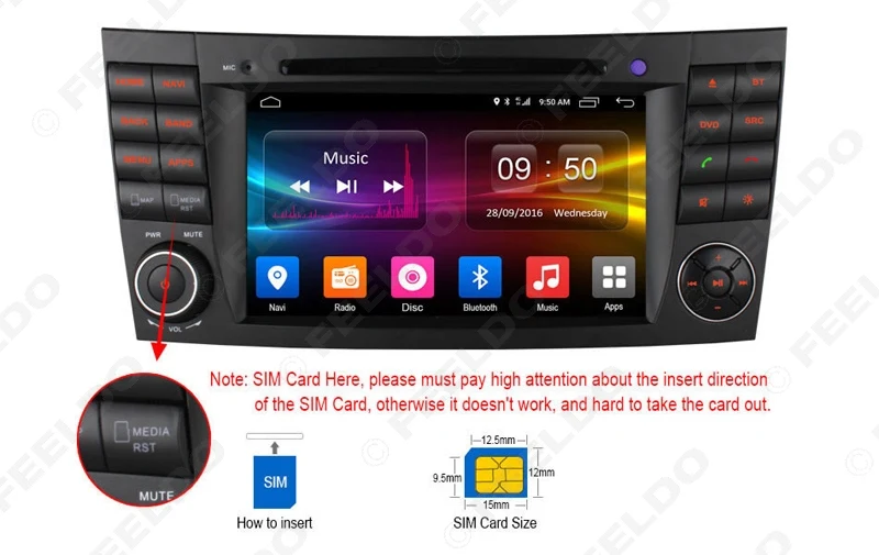 FEELDO 7 "Android 6,0 DDR3 2 г/16 г/4 г LTE 4 ядра автомобильный DVD gps радио штатная для Mercedes Benz E W211 E200/E220/E240/E270/E280