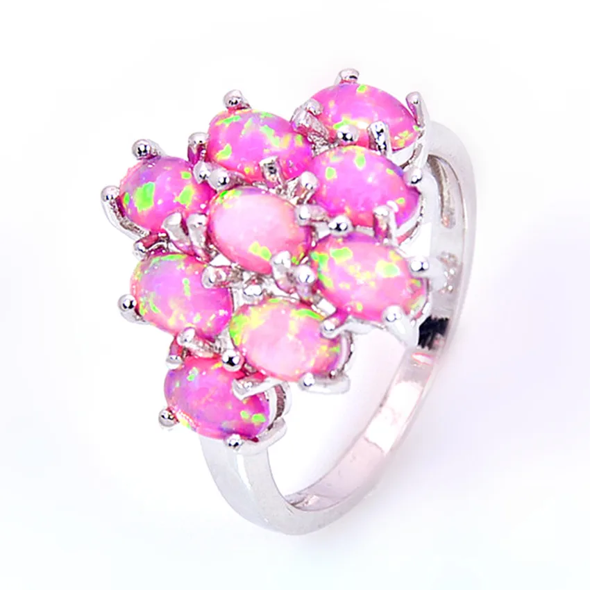 Wholesale & Retail Fashion Jewelry Fine Pink Fire Opal Stone Sterling Sliver Ring For Women
