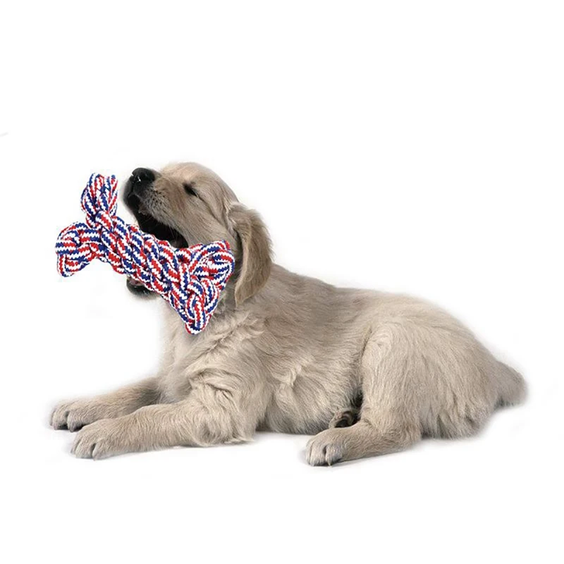 

Pet Cotton Rope Chew Bone Toy for Solving Boredom Dogs Durable Non-toxic Molar Toys for Cleaning Teeth