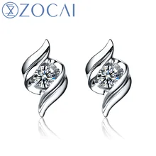 ZOCAI встреча натуральный бриллиант 0,07 КТ H/SI настоящий бриллиант 18 К белого золота серьги-гвоздики ASOS fine jewelry E00799