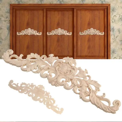 

1Pair Wood Carved Corner Onlay Applique Frame Decor Furniture Craft Unpainted Frame
