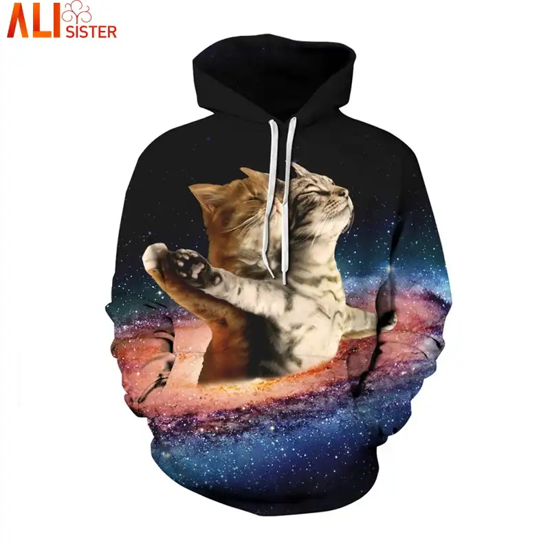 Alisister Casual Mens Hoodie Cute Black Cat Sweatshirt Women Alisister Casual Mens Hoodie Cute Black Cat Sweatshirt Women