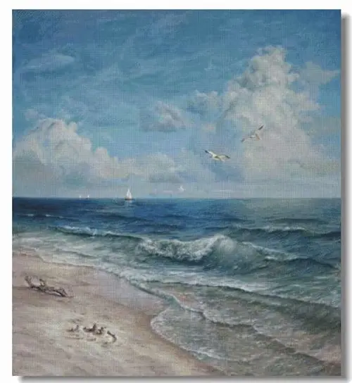 

Scenery Seaside,Blue beach Handmade Needlework Embroidery DIY DMC Cross Stitch Kits Crafts 14CT Unprinted Home decor wall Arts