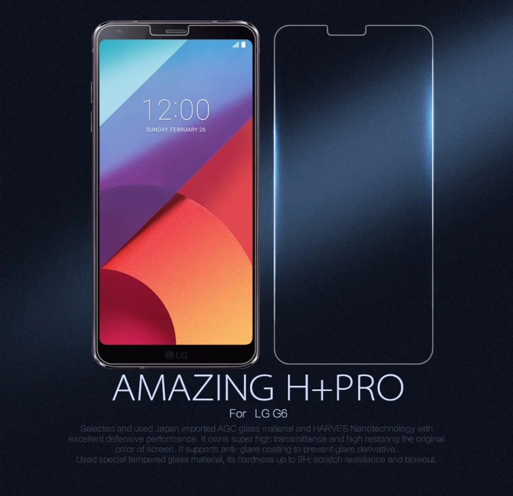 

For LG G6 Tempered Glass Screen Protector NILLKIN Amazing H&H+Pro Nanometer Anti-Explosion glass protective film For LG G6