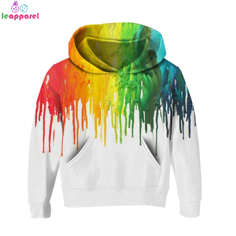 

New Splash Paint Girls Boys Clothes 2019 Long Sleeved Spring Autumn Hoodies Sweatshirts Sports Tops Tees 3D Kids Hoodies