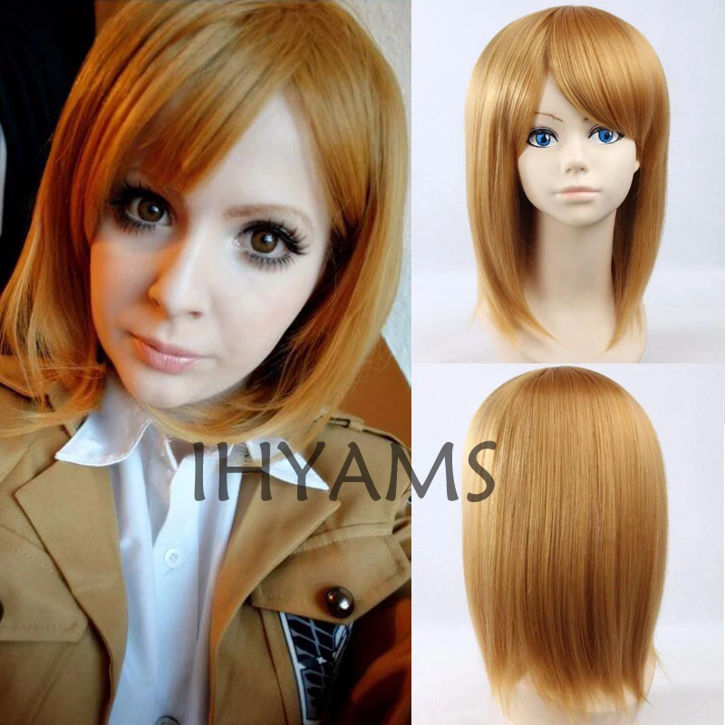 

Attack on Titan Shingeki no Kyojin Ral Petra Rall Cosplay Wig Heat Resistant Blonde Anime Cosplay Wig Party Wigs + Wig Cap